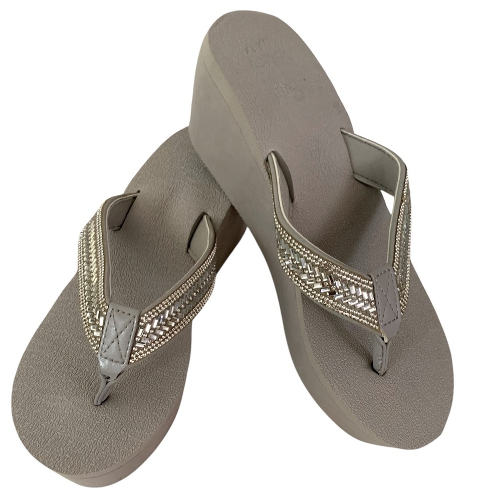 SO Gray Casual Wedge Sandals with Comfort Foam Size 7-8